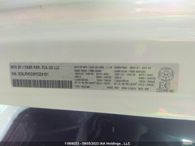 3C6LRVDG9PE524151 RAM Promaster Cargo Van