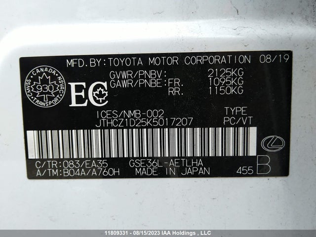 JTHCZ1D25K5017207 Lexus Is Is 350