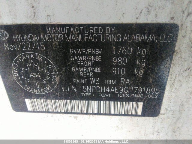 Hyundai Elantra Le-r 2016 5NPDH4AE9GH791895 Image 9