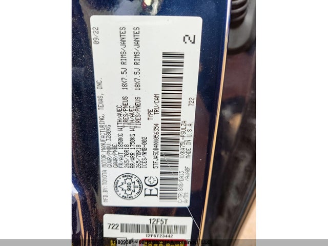 Toyota TUNDRA 2022 5TFJA5DB4NX056354 Image 10