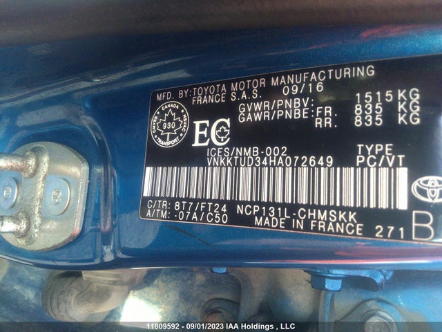 Toyota YARIS LE 2017 VNKKTUD34HA072649 Image 9