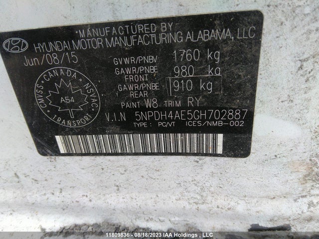 Hyundai ELANTRA GL 2016 5NPDH4AE5GH702887 Image 9
