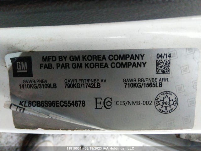 Chevrolet SPARK 2014 KL8CB6S96EC554678 Image 9