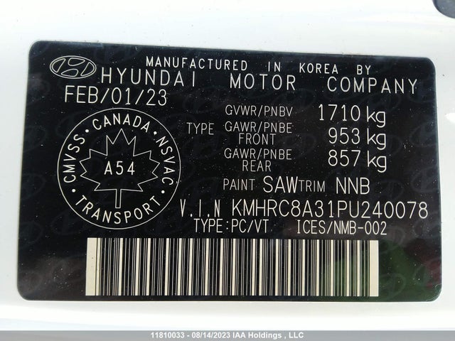 Hyundai Venue Preferred 2023 KMHRC8A31PU240078 Image 9