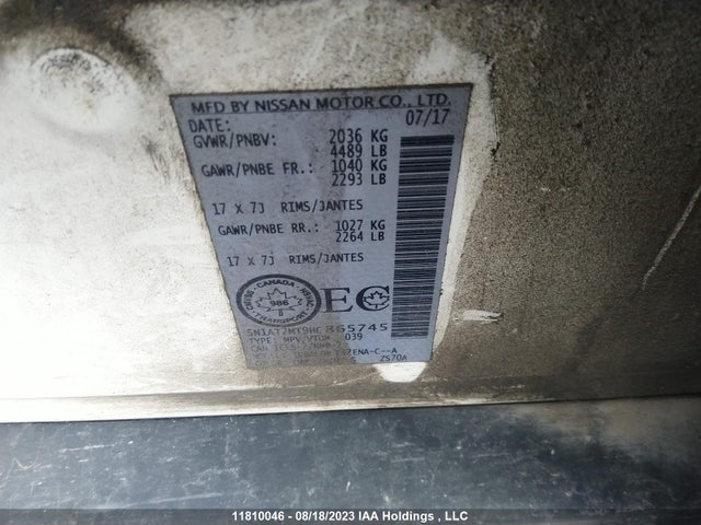Nissan ROGUE S/SV 2017 5N1AT2MT9HC865745 Image 10