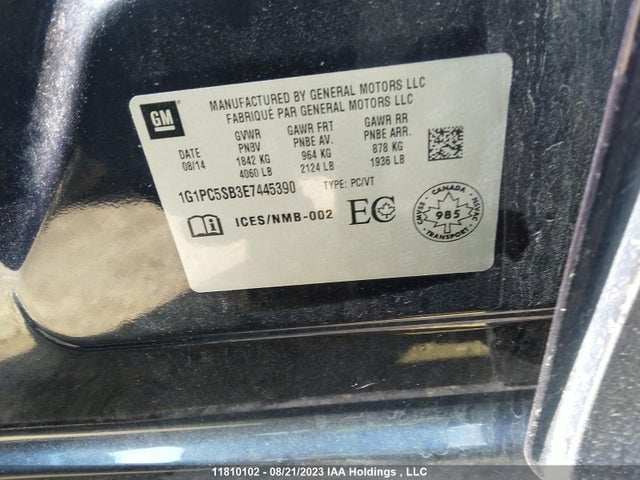 Chevrolet Cruze 1lt 2014 1G1PC5SB3E7445390 Image 9