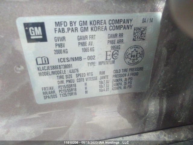 KL4CJESB8EB738091 Buick Encore