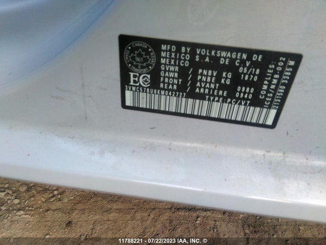 3VWC57BU8KM042727 Volkswagen Jetta S/se/r-line