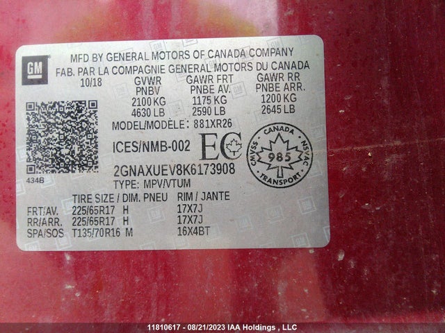 Chevrolet EQUINOX LT 2019 2GNAXUEV8K6173908 Image 9