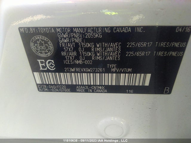 Toyota Rav4 Xle 2016 2T3WFREVXGW273261 Image 9