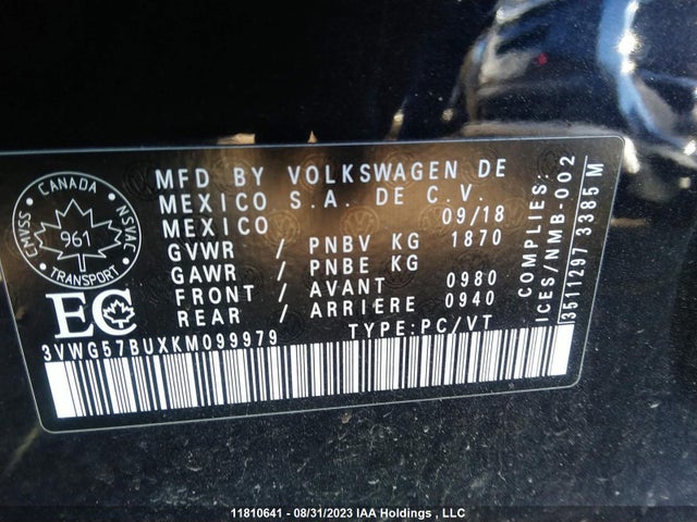 3VWG57BUXKM099979 Volkswagen JETTA