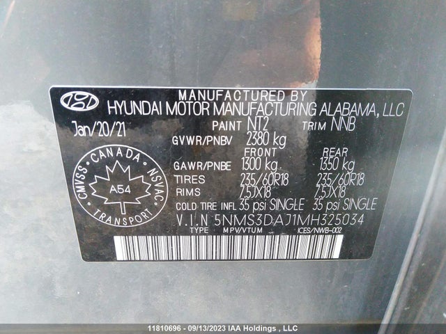 Hyundai Santa Fe Preferred 2021 5NMS3DAJ1MH325034 Image 9