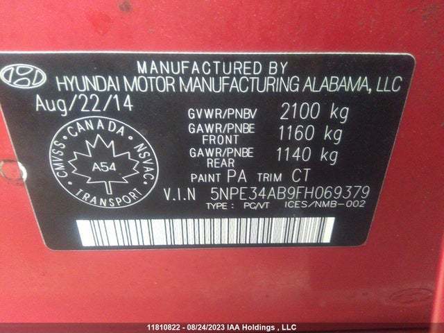 Hyundai Sonata 2.0t Ultimate 2015 5NPE34AB9FH069379 Image 9