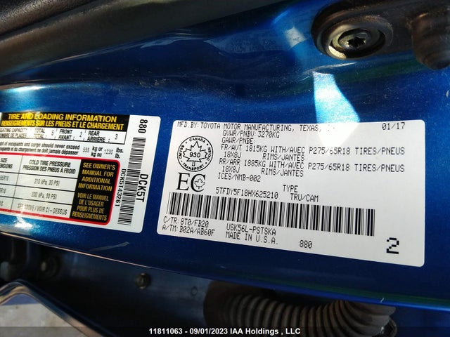 Toyota Tundra Sr5 Plus 2017 5TFDY5F18HX625210 Image 9