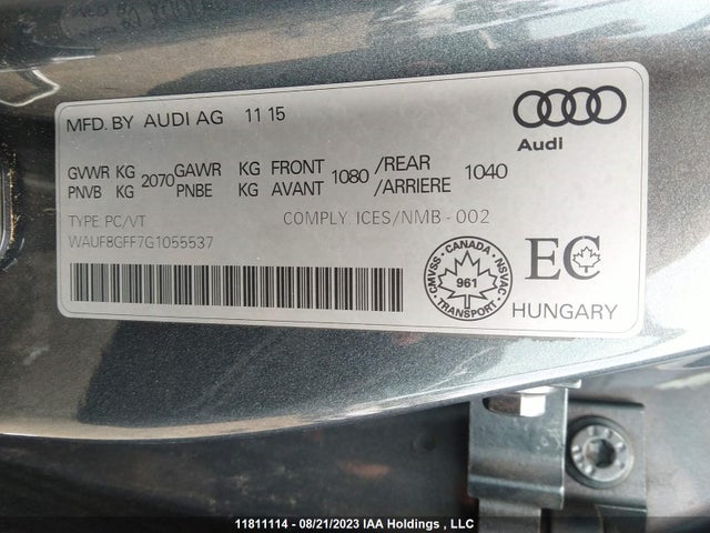 WAUF8GFF7G1055537 Audi A3 2.0t Technik