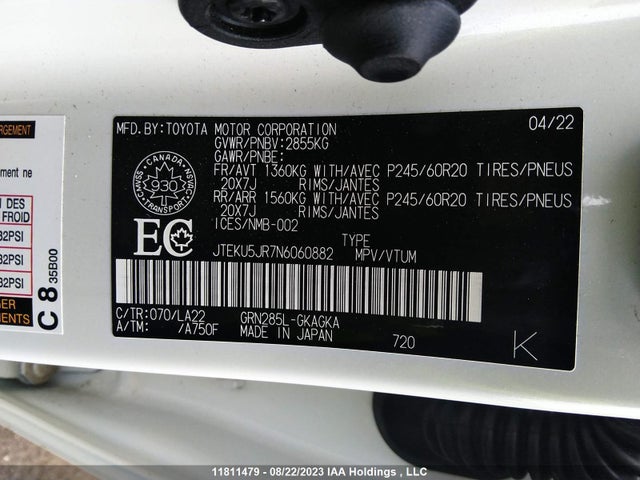 Toyota 4RUNNER 2022 JTEKU5JR7N6060882 Image 9