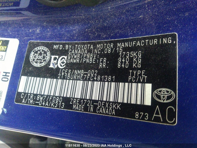Toyota COROLLA CE/S/LE 2015 2T1BURHE7FC481381 Image 9