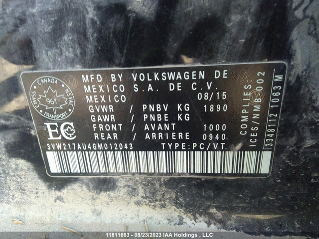 3VW217AU4GM012043 Volkswagen Golf Trendline/highline