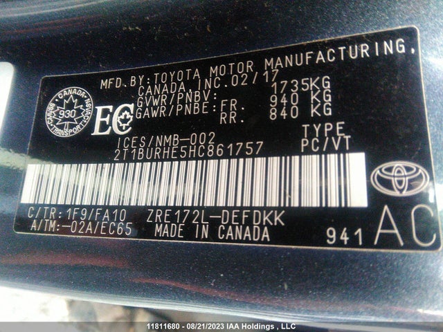 Toyota Corolla Ce/se/le 2017 2T1BURHE5HC861757 Image 9