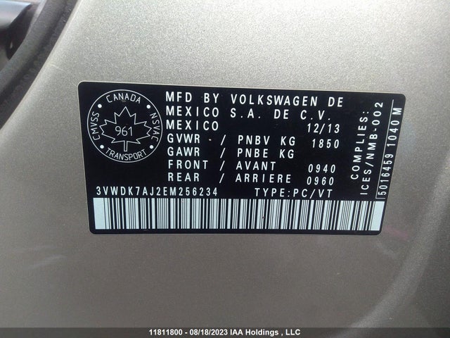 3VWDK7AJ2EM256234 Volkswagen Jetta Sedan Comfortline