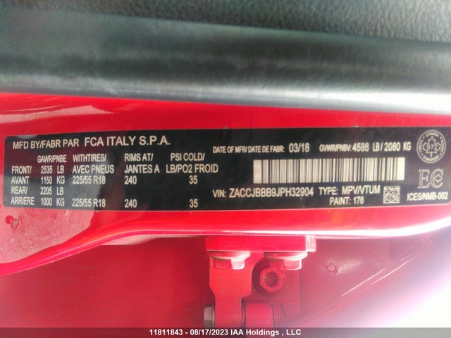 ZACCJBBB9JPH32904 Jeep Renegade Altitude