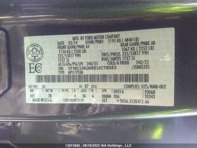 1FMCU9G98EUC78053 Ford 2014