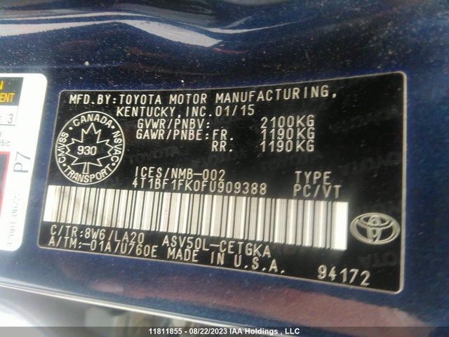 Toyota CAMRY 2015 4T1BF1FK0FU909388 Image 9
