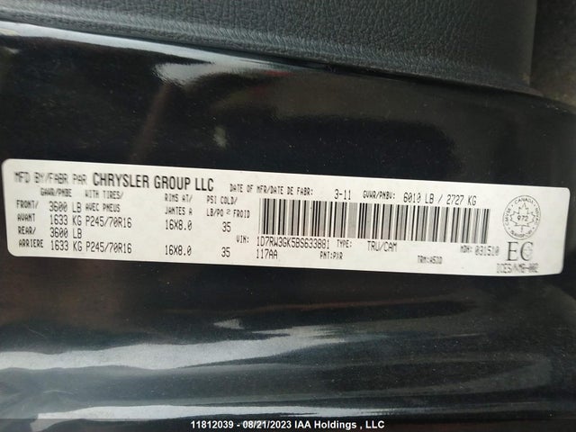 Продаж на аукціоні авто 2011 Ram Dakota Sxt, vin: 1D7RW3GK5BS633881, номер лоту: 11812039