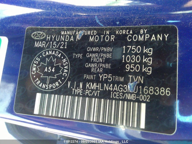 Hyundai Elantra Ultimate 2021 KMHLN4AG3MU168386 Image 9