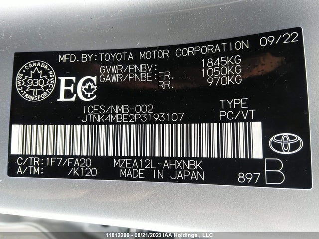 Toyota COROLLA HATCHBACK 2023 JTNK4MBE2P3193107 Image 9