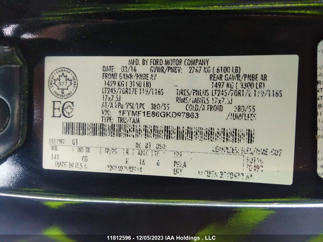 Ford F-150 Xlt/xl 2016 1FTMF1E86GKD97863 Image 9