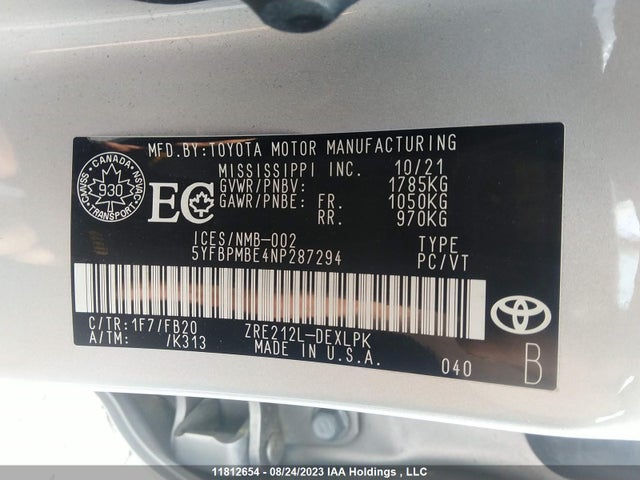 Toyota Corolla L/le/xle 2022 5YFBPMBE4NP287294 Image 9