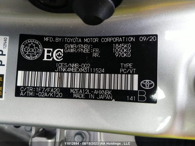 Toyota COROLLA HATCHBACK 2021 JTNK4MBEXM3111524 Image 9
