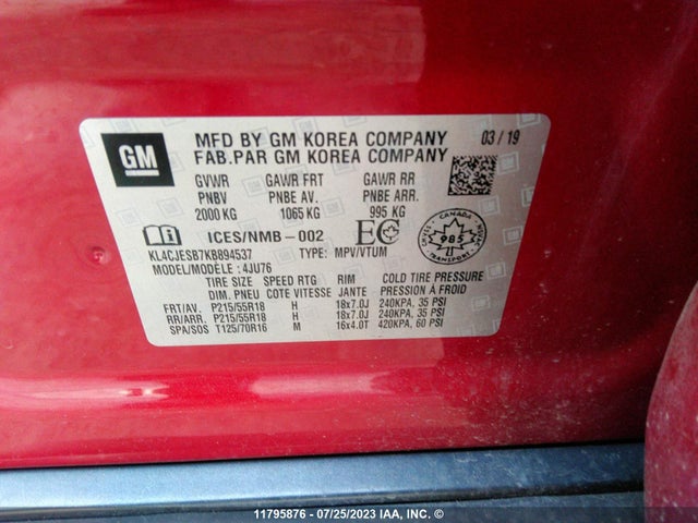 KL4CJESB7KB894537 Buick Encore Preferred