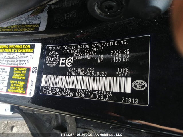Toyota CAMRY 2018 4T1B61HK6JU520020 Image 9