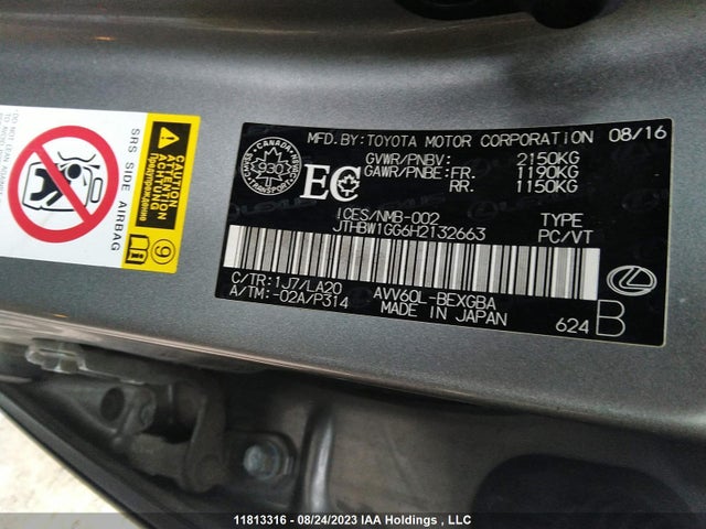 Lexus ES 300H 2017 JTHBW1GG6H2132663 Image 9