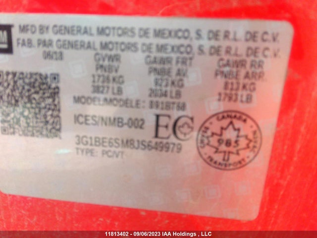 Chevrolet CRUZE LT 2018 3G1BE6SM8JS649979 Image 9