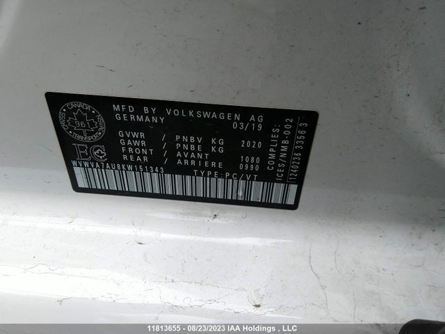 WVWVA7AU8KW151343 Volkswagen Golf R