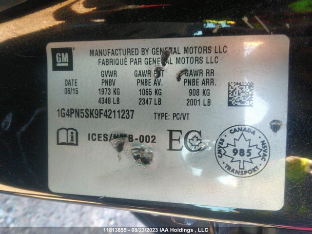 1G4PN5SK9F4211237 Buick Verano Base