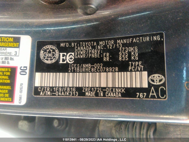 Toyota COROLLA CE/S/LE 2014 2T1BURHE8EC078928 Image 9
