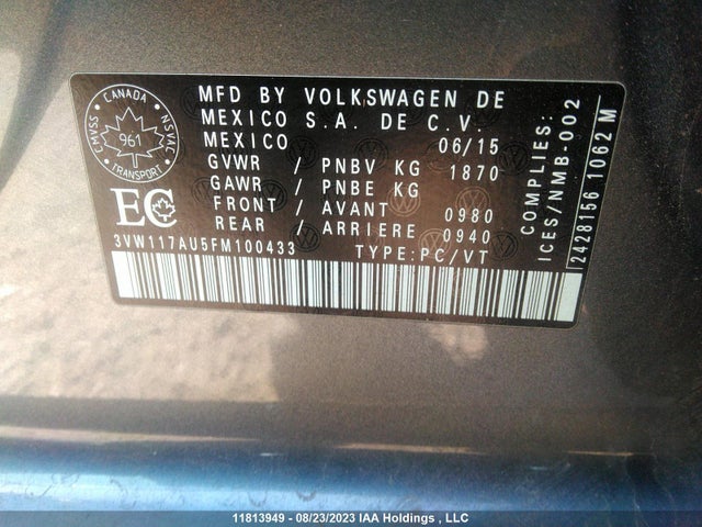 3VW117AU5FM100433 Volkswagen Golf Trendline/highline