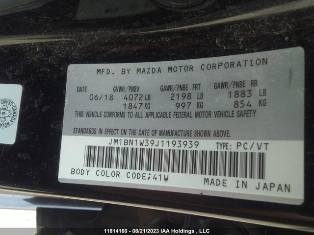 Mazda Mazda3 Gt 2018 JM1BN1W39J1193939 Image 9