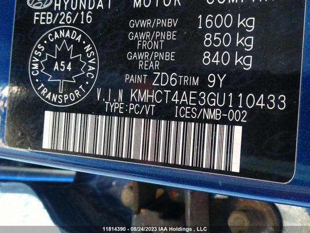 Hyundai Accent Le 2016 KMHCT4AE3GU110433 Image 9