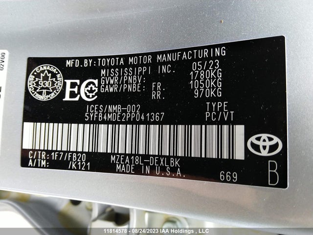Toyota Corolla L/le 2023 5YFB4MDE2PP041367 Image 9