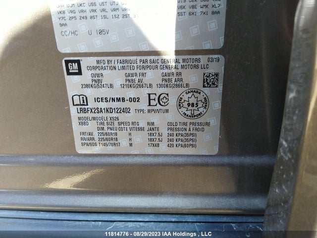 LRBFX2SA1KD122402 Buick Envision Essence