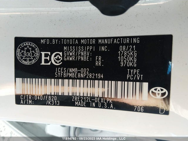 Toyota Corolla L/le/xle 2022 5YFBPMBE8NP282194 Image 9