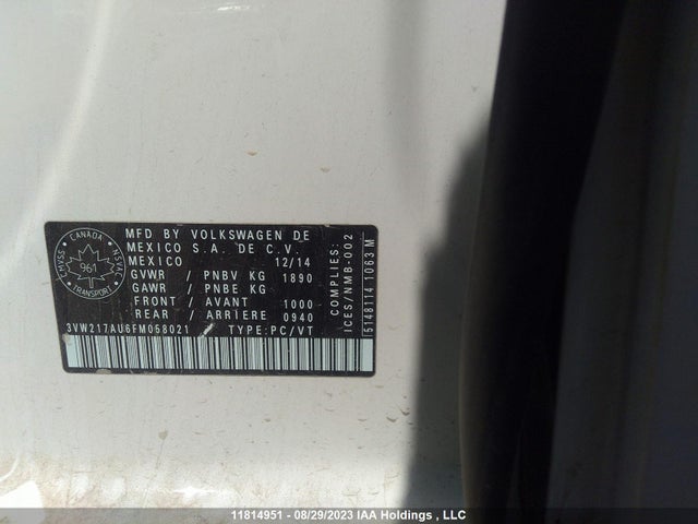 3VW217AU6FM058021 Volkswagen Golf Trendline/highline