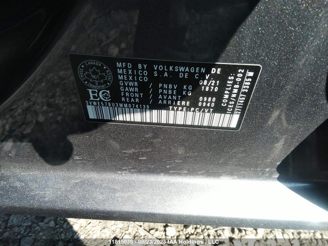 Volkswagen Jetta Highline 2021 3VWE57BU3MM074139 Image 9