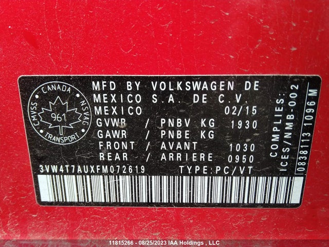 3VW4T7AUXFM072619 Volkswagen Golf Gti Autobahn