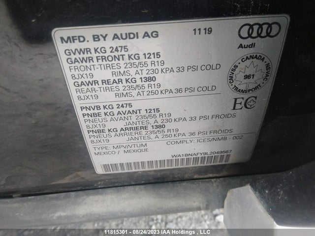 WA1BNAFY9L2049567 Audi Q5 Premium Plus